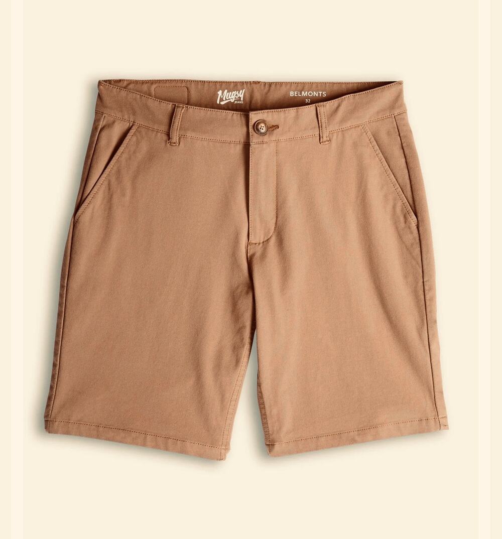 Mugsy Jeans Belmonts Chino 7” Shorts Men's 33 Tan Khaki Stretch Casual Summer